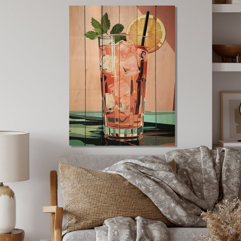 «Drink Minimalistic Cocktail», impression sur bois, H 20 po x l 10 po x P 0,78 po