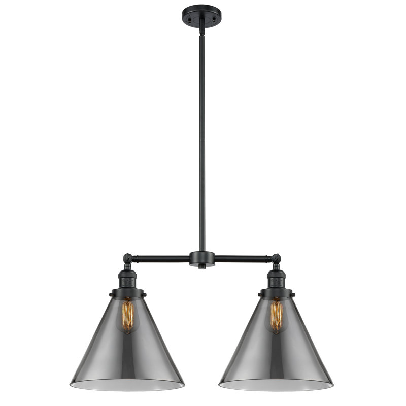 Runkle 2 - Light Kitchen Island Pendant, 6 Watt Vinage LED Bulb, Smoked, Oil Rubbed Bronze