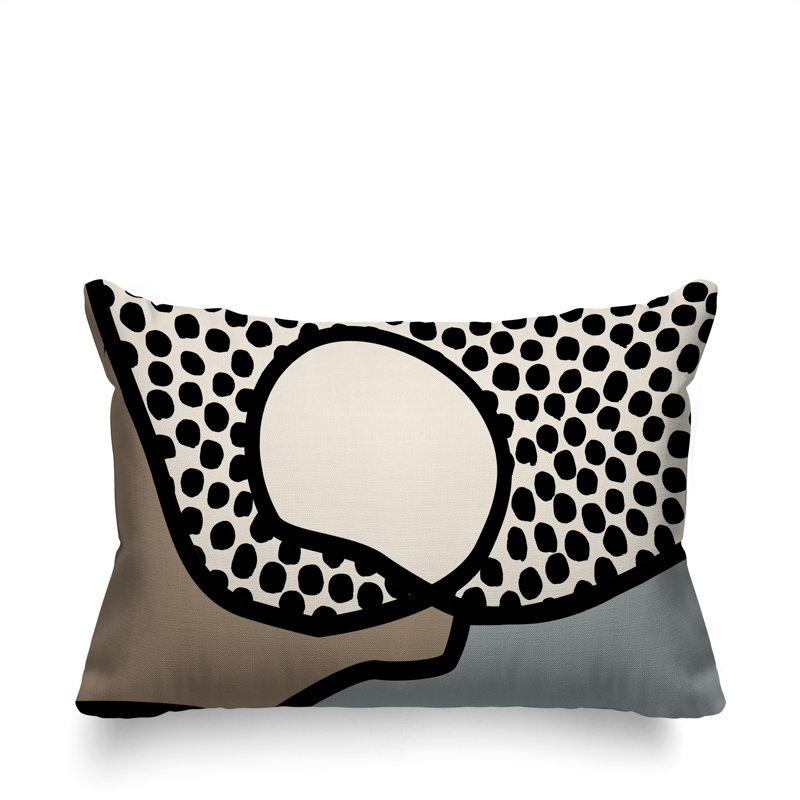 Coussin lombaire réversible intérieur / extérieur Jai Abstract, H 14 po x l 20 po, Gris