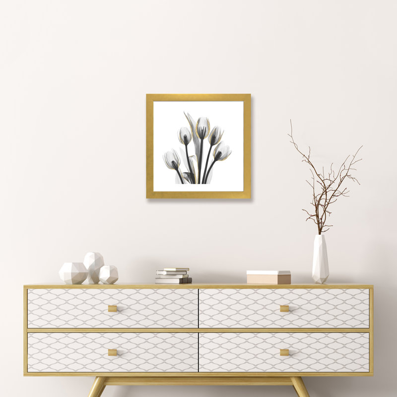 « doréy tulipes i » par albert koetsier,-print, H 24 po x l 24 po x P 1 po, Papier encadré doré