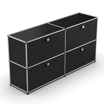 Modular Metal Drawer Sideboard File Cabinet Dining Cabinet Shelf Bookcase 2-Tier Storage