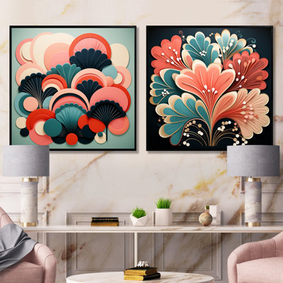 Art déco, corail marin Marvel I - ensemble de 2 reproductions d'art mural corail
