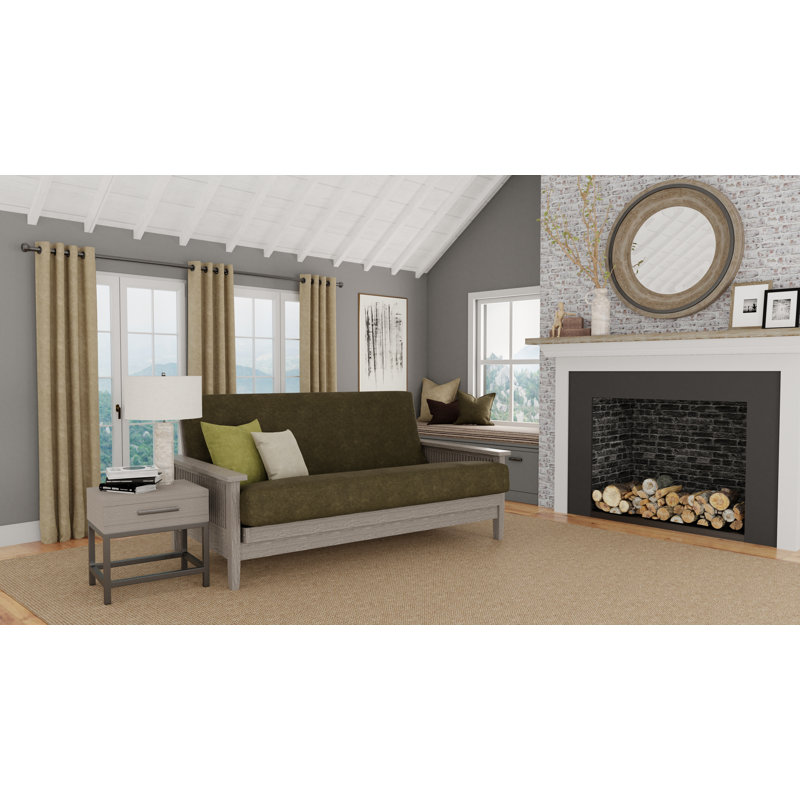 Leupp Polyester Box Cushion Futon Slipcover, Full, Chive