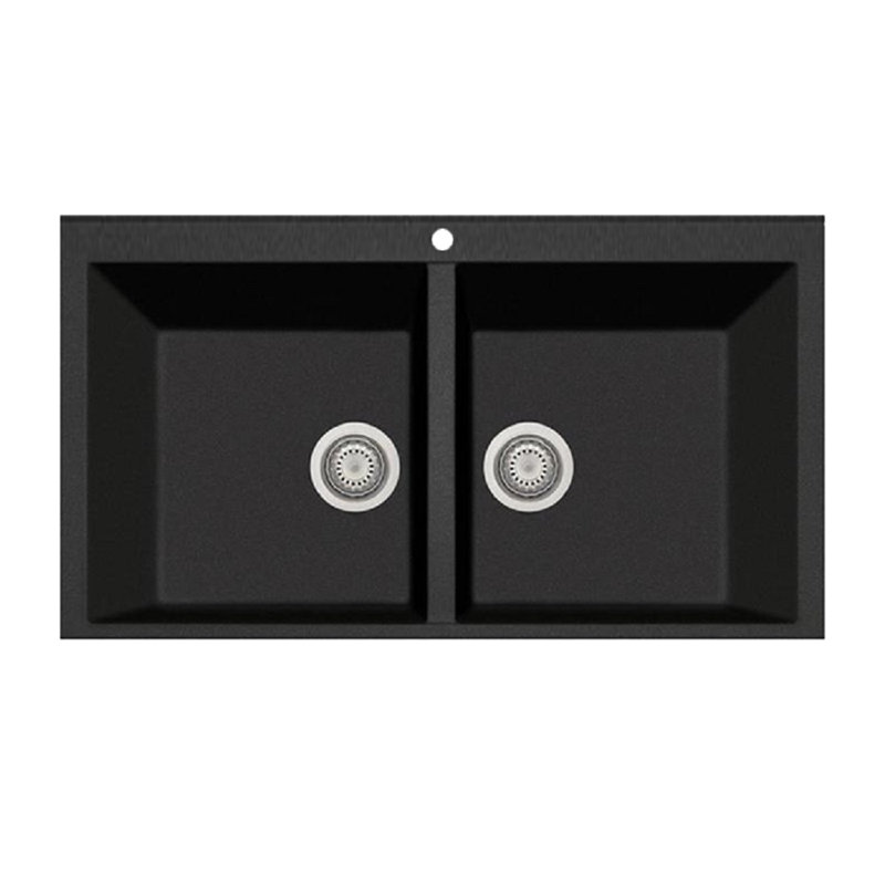 Elegance Series 34" L Double Basin Undermount Kitchen Sink, Black