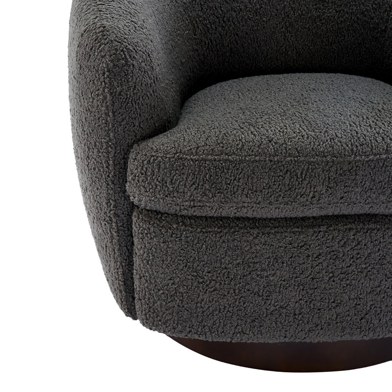 Fauteuil demi-tonneau pivotant rembourré Marcy, Boucle grise du Bélier