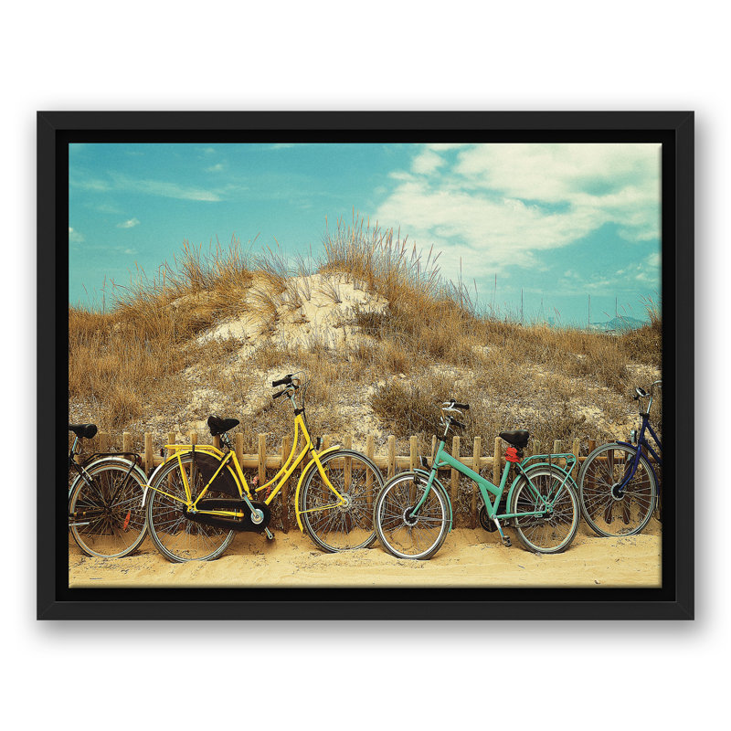 Beach Bikes sur toile, H 13,75 po x l 17,75 po x P 1,75 po, Cadre flottant noir