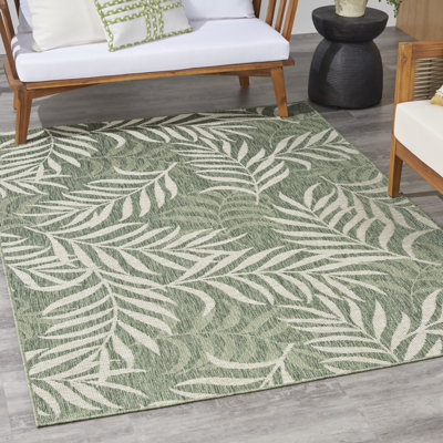 Tapis d'extérieur vert ivoire Bay Isle Home ™ Garden Oasis