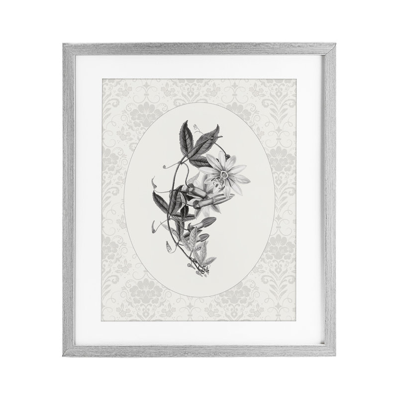 «Vintage Botanical & Lace», impression par CAD Designs, H 16 po x l 13 po, Cadre de ferme gris