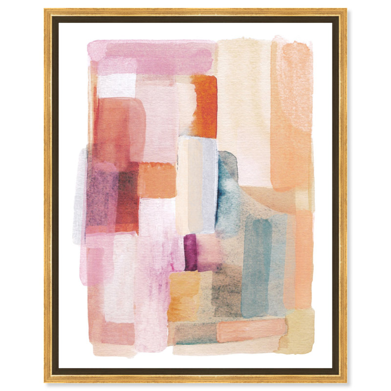 «Showcase Canvas Pastel Boho Abstracts» par Art Remedy, Cadre noir, H 21 po x l 17 po