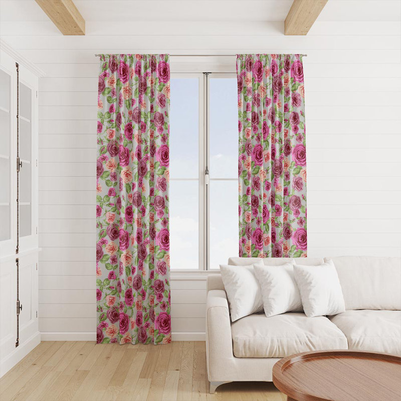 Panneau de rideau floral semi-transparent, L 40 po x L 82 po