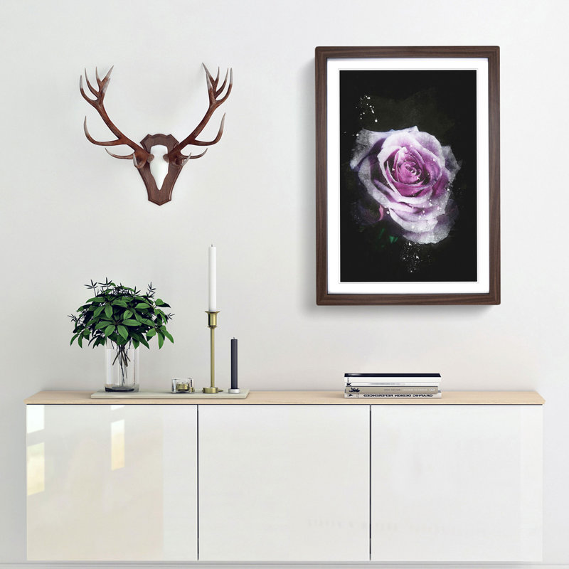 The Pale Purple Rose - Picture Frame Painting Print, 45cm H x 33cm W x 2cm D, Walnut Framed