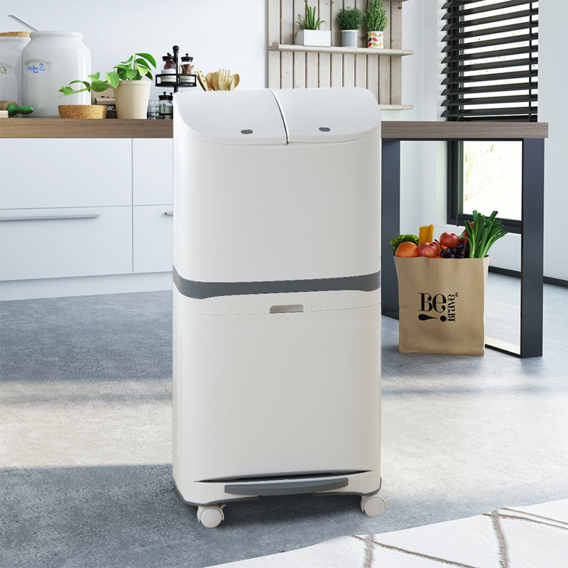 Ammon Plastic Step On Multi-Compartment Rubbish & Recycling Bin - 48L