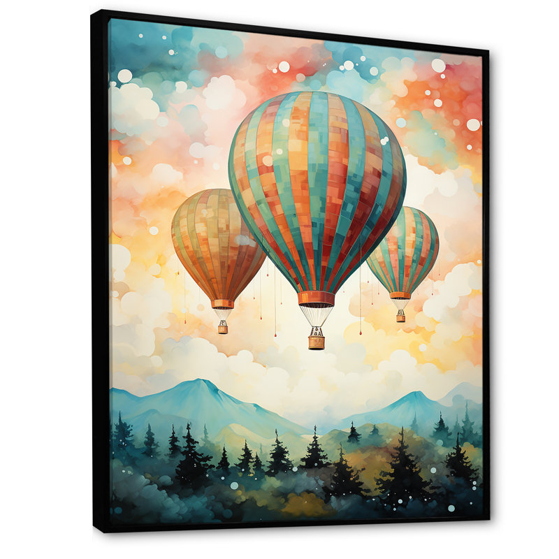 Charme classique en montgolfière II, Cadre flottant noir, H 32 po x l 16 po x P 1 po