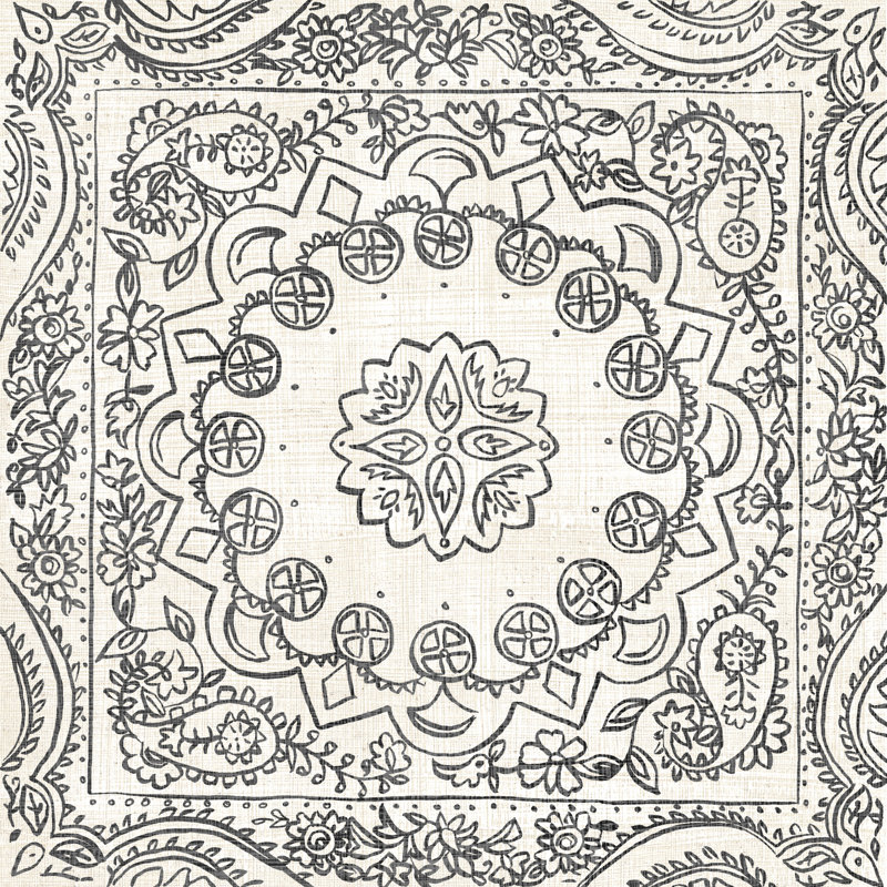 Rosette en noir et blanc Batik II, H 20 po x l 20 po x P 1,25 po