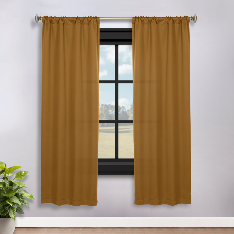 Paire de rideaux obscurcissant avec passe-tringle Moriah Millendon, L 36 po x L 72 po, Brun caramel