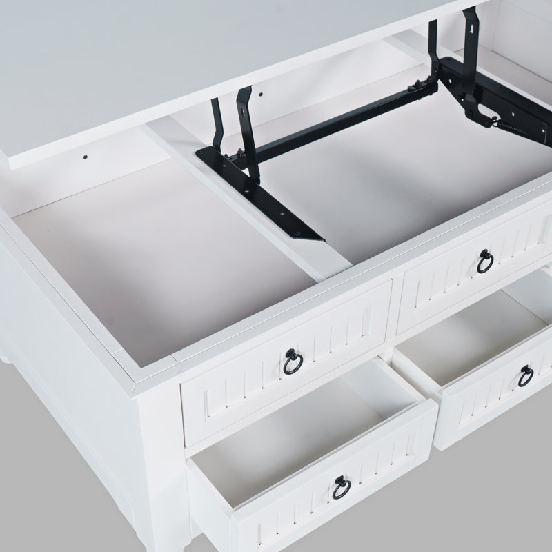 Table basse à plateau relevable avec rangement et roulettes Pearce
