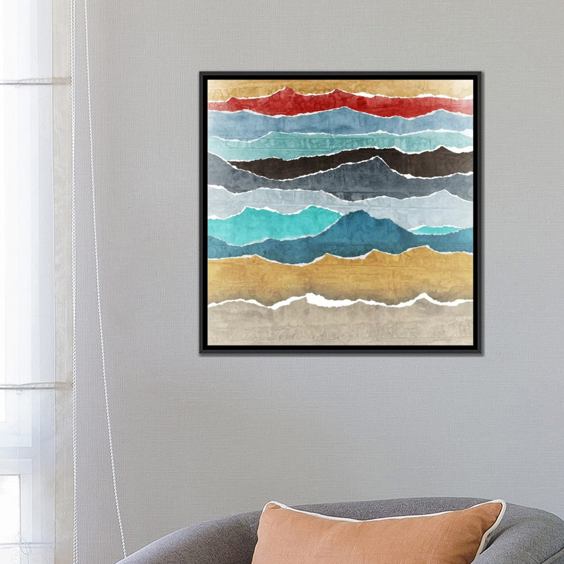 « déchiré ii », reproduction d’impression sur toile, H 18 po x l 18 po x P 1,5 po, Toile avec cadre noir, Pas de tapis