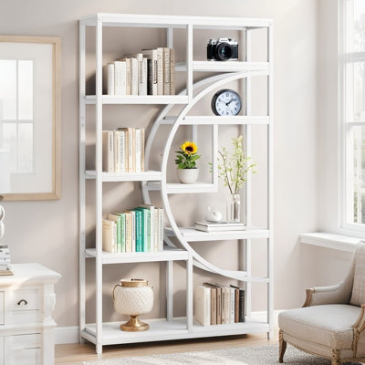 69" Geometric Bookcase with 9 Open Shelves