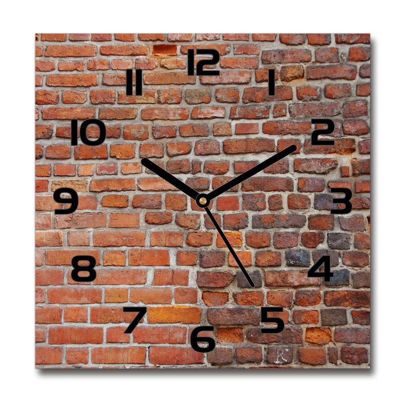 Glass Wall Clock, Black/Rust/Grey