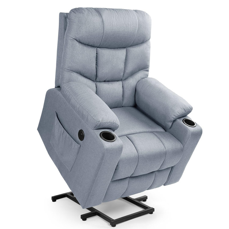 Upholstered Heated Massage Chair, Gray 100% Polyester