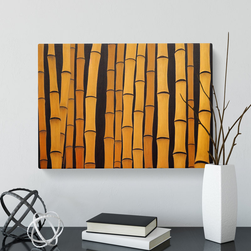 Contemporary Bamboo Forest - Wrapped Canvas Painting, 40cm H x 60cm W x 3cm D