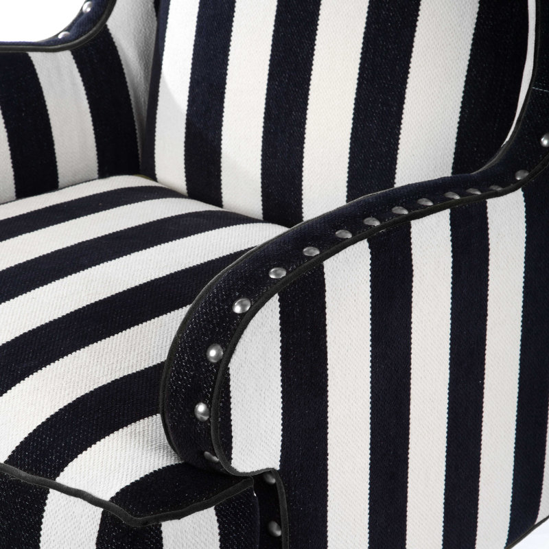 Marquee Black Stripe Chenille Wing Chair