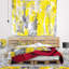 Tapisserie de motif abstrait gris et jaune-28484228