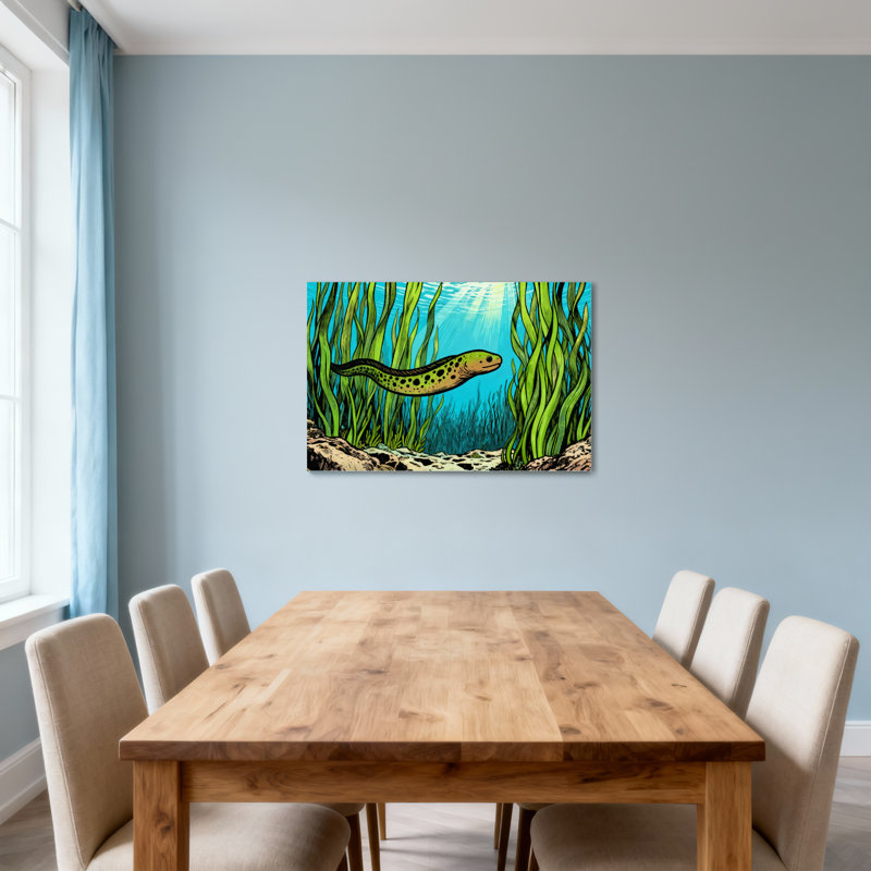 Animaux, scène sous-marine avec poissons et algues, H 28 po x l 40 po