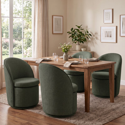 Chaises de salle à manger rembourrées en tonneau, chaises de cuisine pivotantes en tissu Boucle, chaises d'appoint à oreilles, fauteuils de coiffeuse