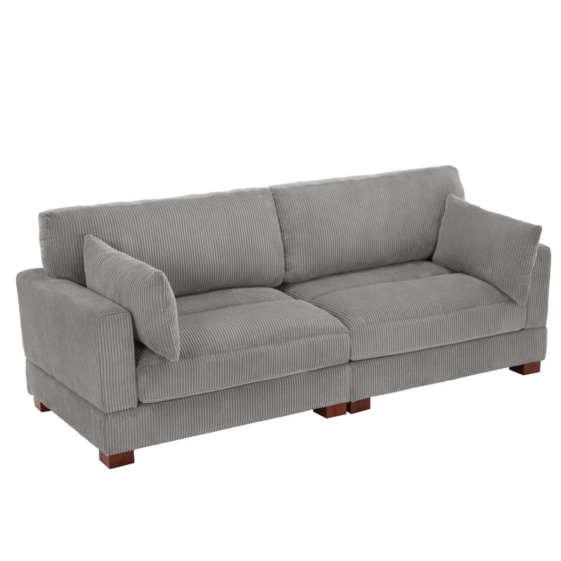 Canapé modulaire en velours côtelé Bentura, Gris clair