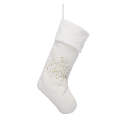46cm white and gold MERRY CHRISTMAS stocking