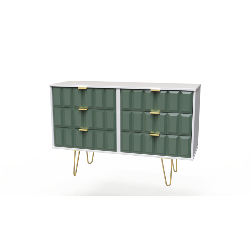 Allem 115cm W 6 - Drawer Chest of Drawers, Labrador Green/White