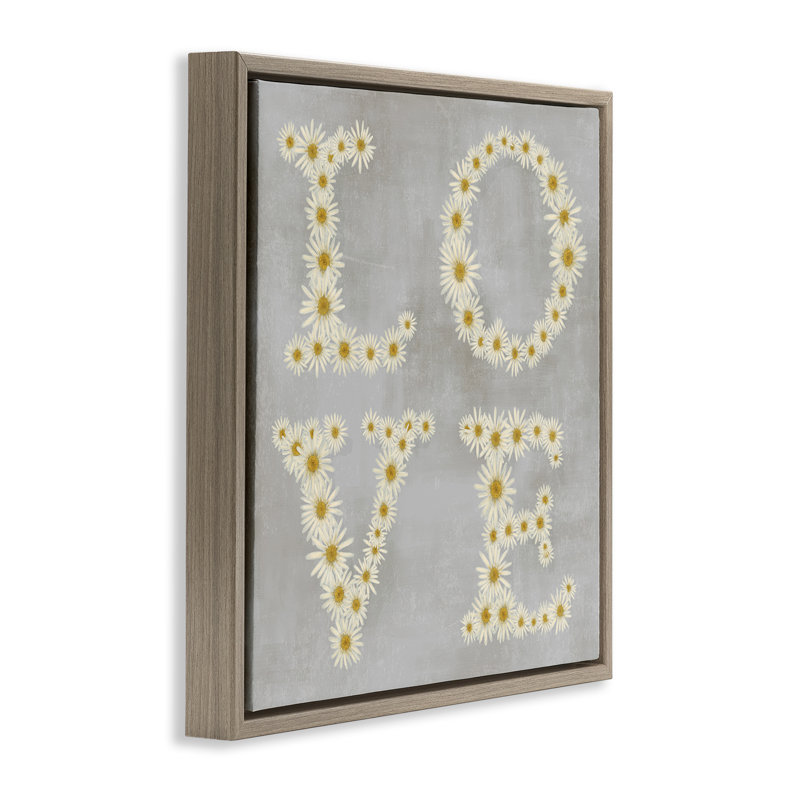 "Love Daisy" par Daphne Polselli, H 25 po x l 25 po, Cadre flottant métallique doré