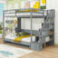 Lit superposé double au-dessus de double avec tablettes et escalier de rangement-846035180