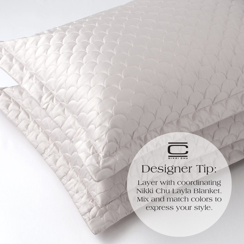 Vera Nikki Chu Quilted Pillow Sham, Standard, Silver