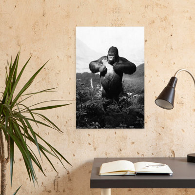 1940S Stuffed Gorilla Gorilla Gorilla Towering Above Jungle Beating Chest In Museum Diorama Classic Retro Vintage Gorilla Animal Nature Wall Art