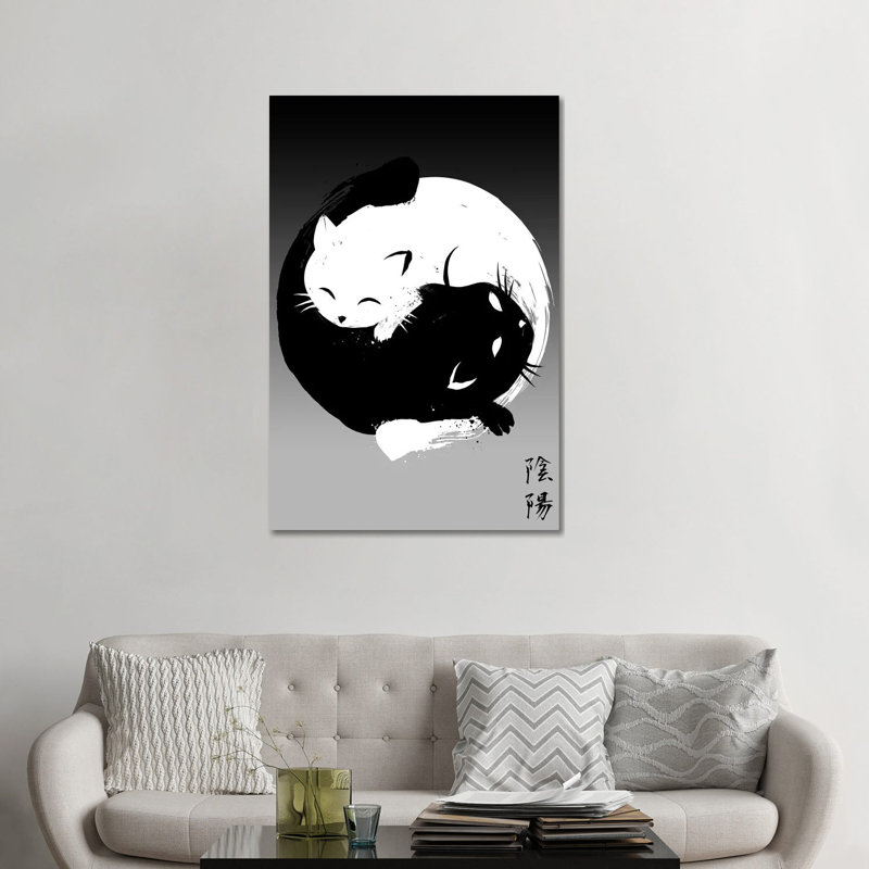 Yin Yang Cats, Wrapped Canvas, No Mat, 48" H x 32" W x 1.5" D
