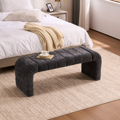 Banc de lit capitonné en chenille de 122 cm (48 po) pour chambre, salle à manger, entrée, salon, couloir ou intérieur.