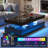 47” High-Glossy LED Coffee Table With 2 Sliding Drawers, Modern Stylish Double-Layer Center Tables With LED Lights, Black-635119408-626168413