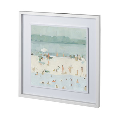 Sea Glass Sandbar I by Emma Scarvey a Hand Embelished Textured Framed Art Print Matted under Glass