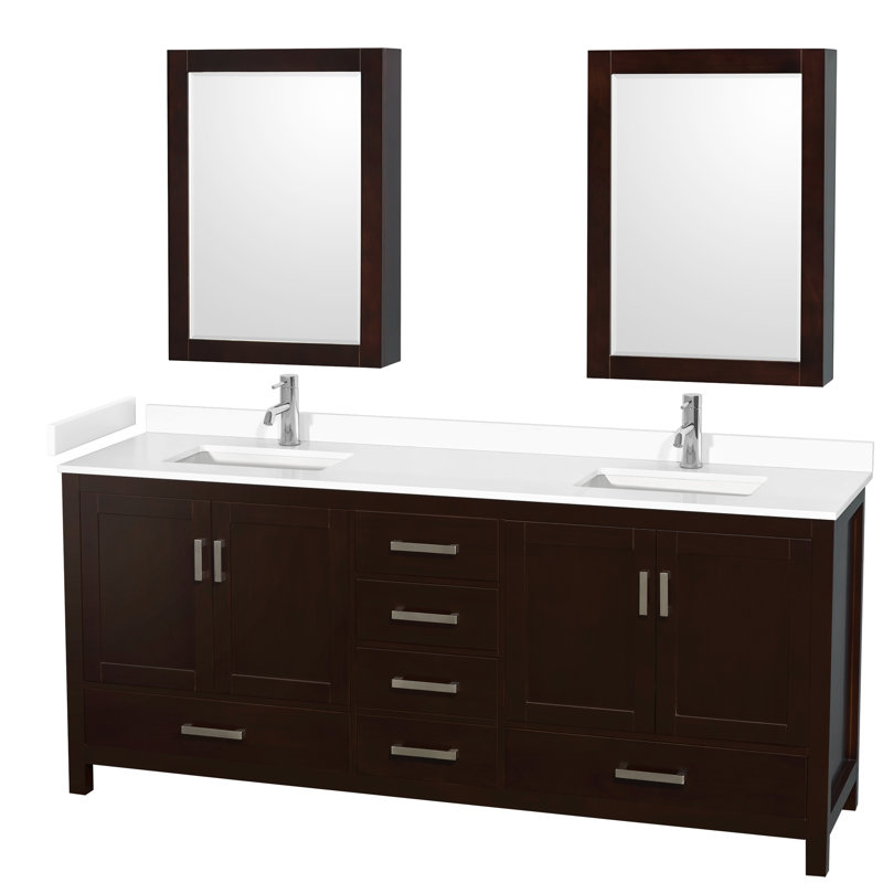 Sheffield 79" Double Bathroom Vanity Base Only, Espresso