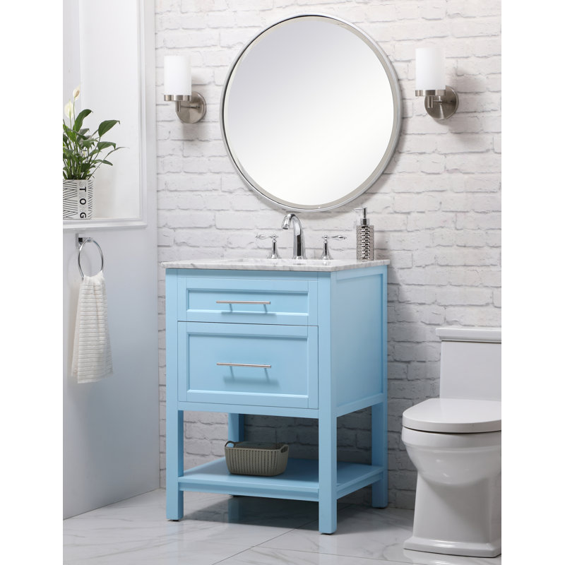 Andralyn 25'' Single Bathroom Vanity with Marble Top, Powder Blue