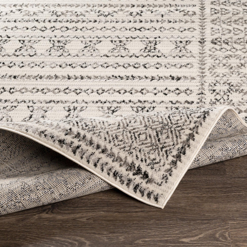 Tapis gris / noir / ivoire Alza, Rectangle 4 pi 3 po x 5 pi 7 po