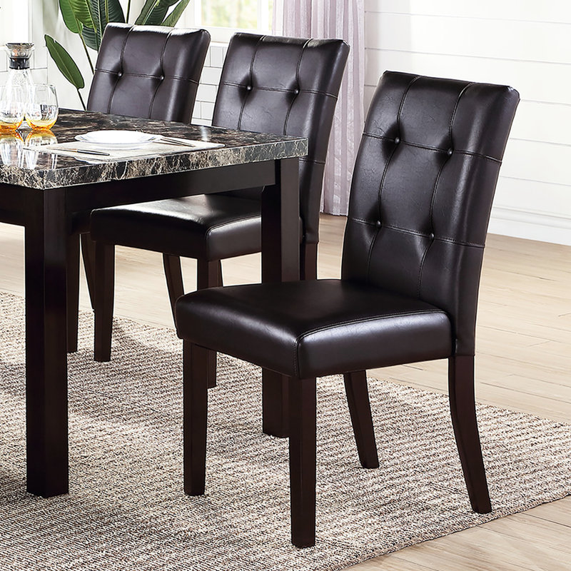 De 2 chaises de salle à manger, brun foncé, dossier avec siège en similicuir, capacité de 250 lb, pour des pièces charmantes