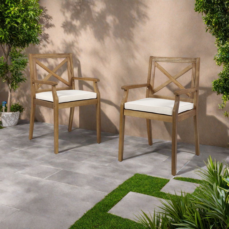 Chaise avec 2 coussins Perla, Crème/brun