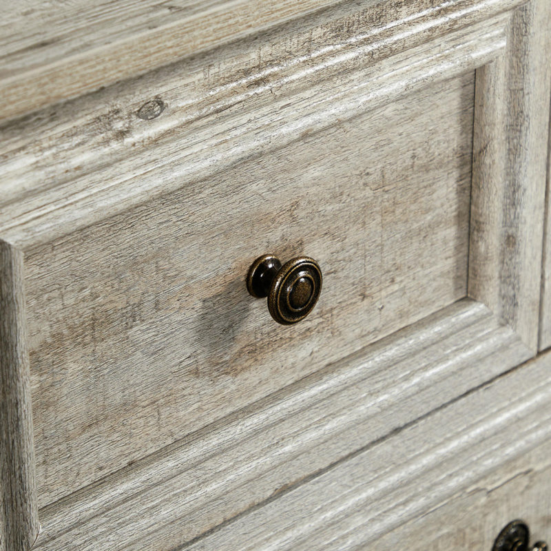 Commode 7 tiroirs au design rustique pour chambre à coucher, Chêne antique
