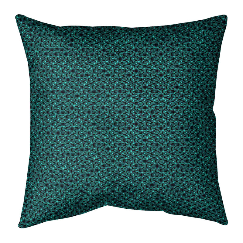 Oreiller carré Katelyn Elizabeth, Polyester/ Bourre en polyester, 18" x 18", Sarcelle / Noir