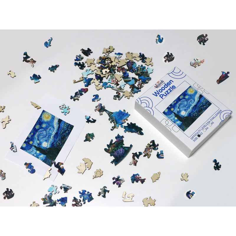Nuit étoilée d'après Van Gogh - puzzle en bois par Wizardi F07N9-1
