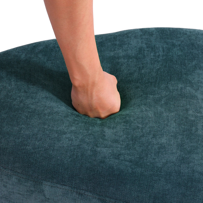 Caras Upholstered Blue Triangular Compression Ottoman No Assembly Required, Blue