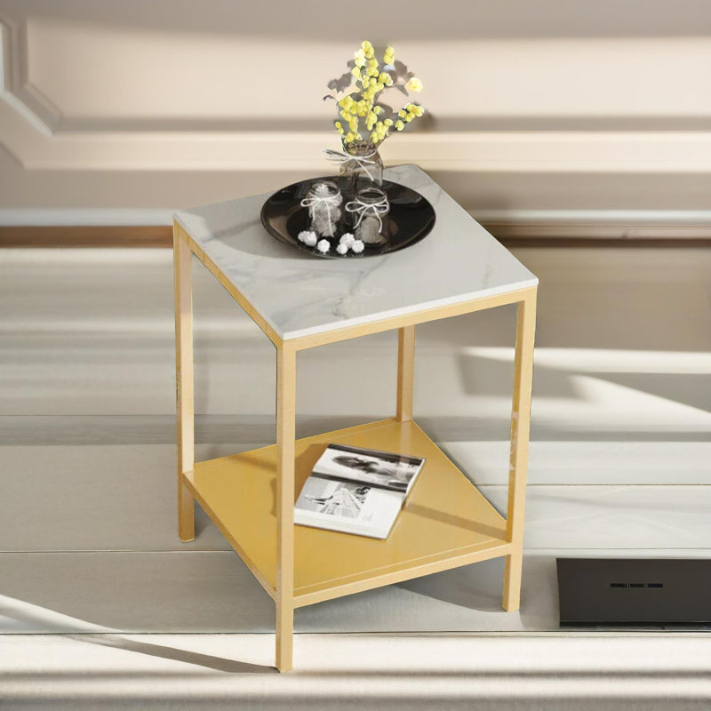 Nohl Mable 2 Tier Side Table End Sofa Accent Tables Gold Living Room Furniture